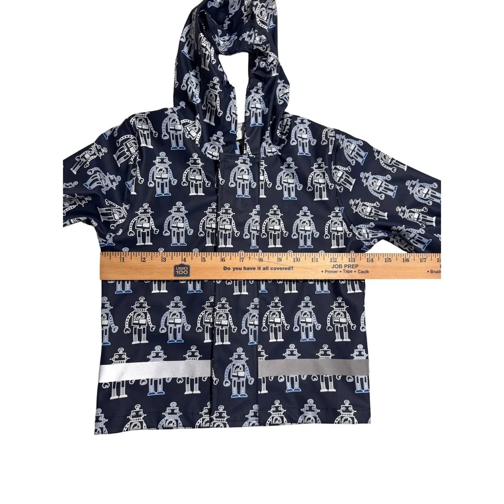 Kids Navy Robot Print Raincoat Hooded Waterproof Jacket Size‎ 92